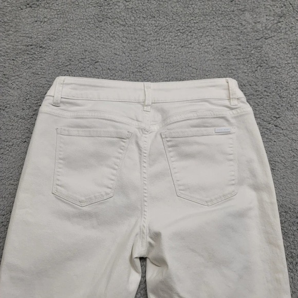 White House Black Market Jeans Womens 4 White Straight Distressed Ripped Cropped - Picture 8 of 15